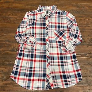 Alter Ego Plaid Roll-Up Sleeve Button Down Shirt